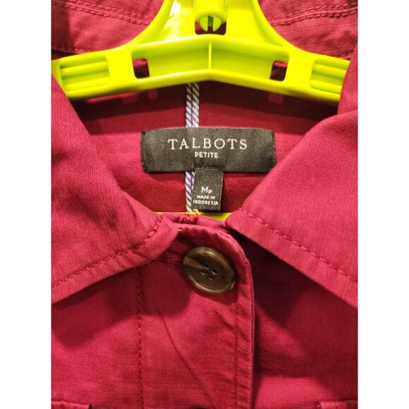 Talbots Petite Jacket Women's Medium Hot Pink Collared Button & Zip Front - Picture 2 of 11